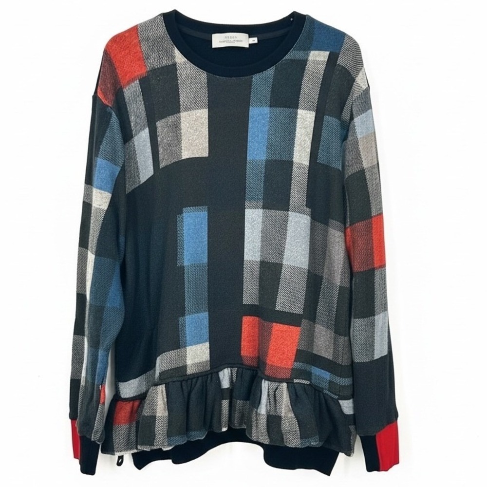Preen by‎ Thornton Bregazzi Plaid Ruffle Sweater Women's Size LARGE - CJ